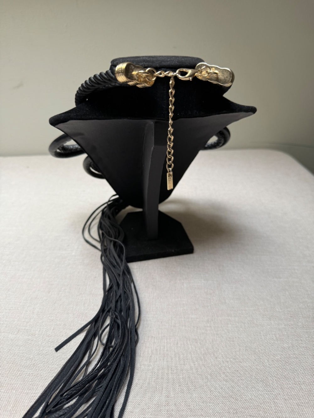 Mika Black Tassel Fringe Bib Statement Necklace - Picture 4 of 9